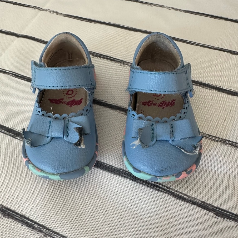pediped Blue Baby Shoes with Bow